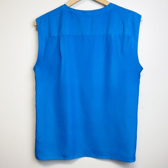 🚨SOLD🚨 J. CREW Blue Half Button Chiffon Tank Top Women's Size 10 - Picture 4 of 8